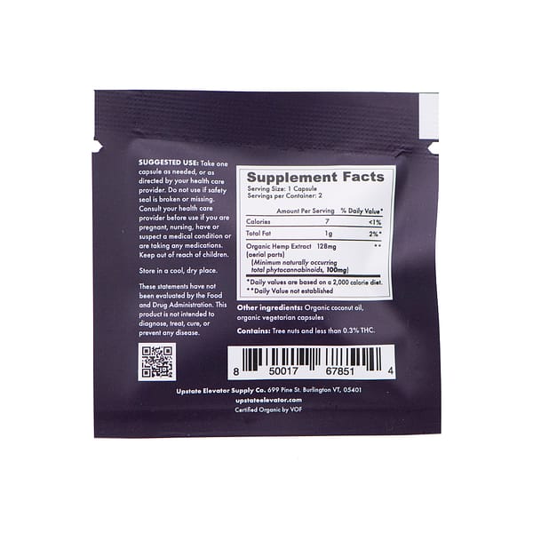 Organic Full Spectrum Raw CBDACBD Capsule sample pack back
